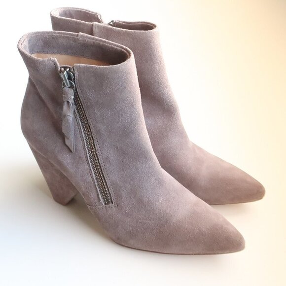 NEW Splendid Taupe Suede Leather Pointy Toe Chunky Heel Ankle Boots, Booties 9.5 - Picture 13 of 16